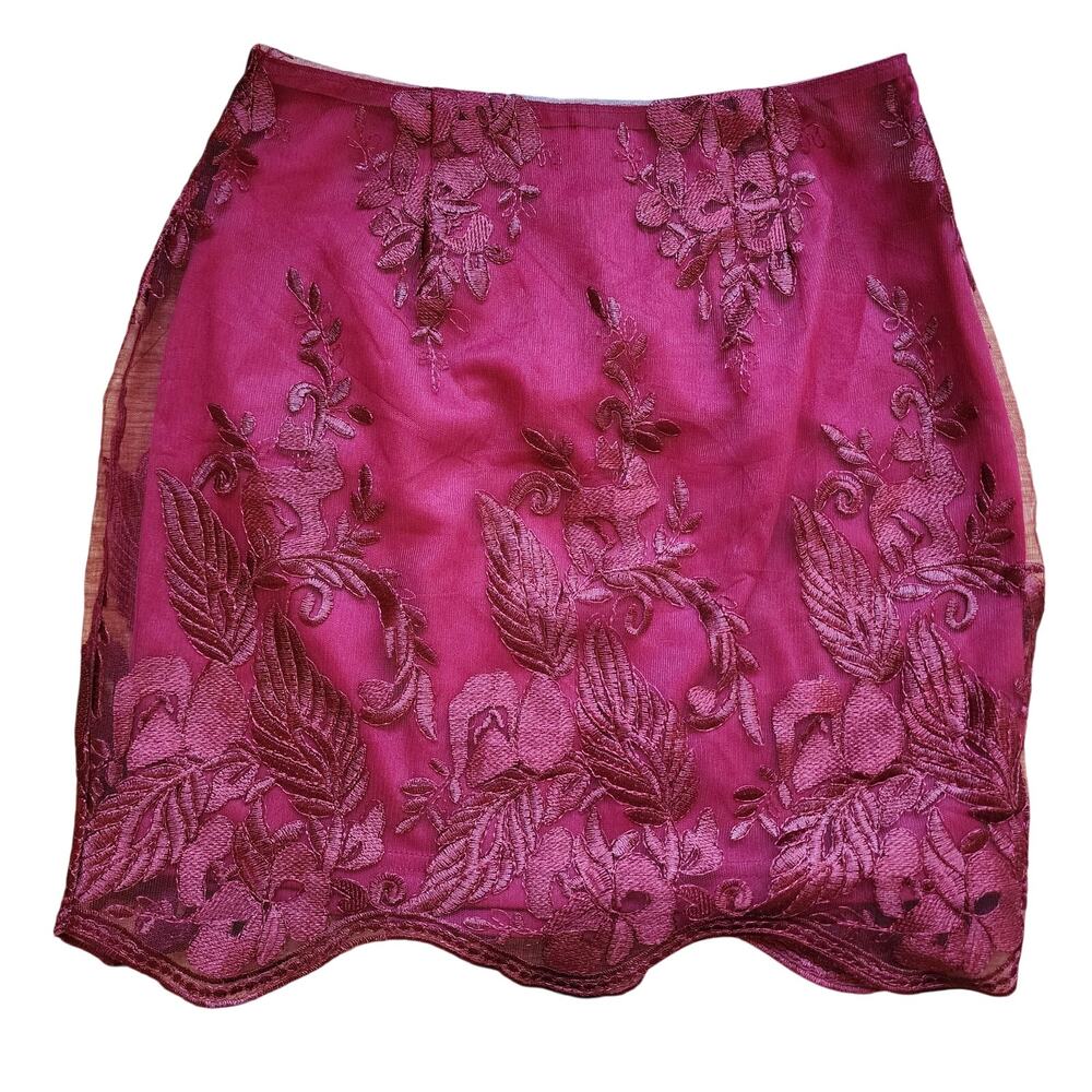 Banjul Skirt Womens Size Small Mini Short Embroidered Lace Side Zip
